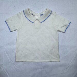 Vintage Friemanit Baby Knit Short Sleeve Shirt Boys Size 18m White Preppy